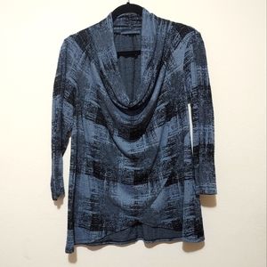 Cut Loose 3/4 Sleeve Cowl Neck Top, Size Medium, Color Tidal Blue, D01-0102